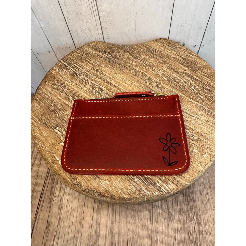 Genuine Leather Wallet DARK RED Leather Credit Card Holder Black Leather Wallet
